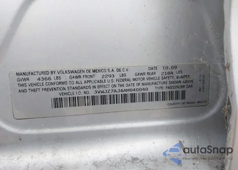 2010 Volkswagen Jetta S from USA, damaged, VIN 3VWJZ7AJ4AM040040